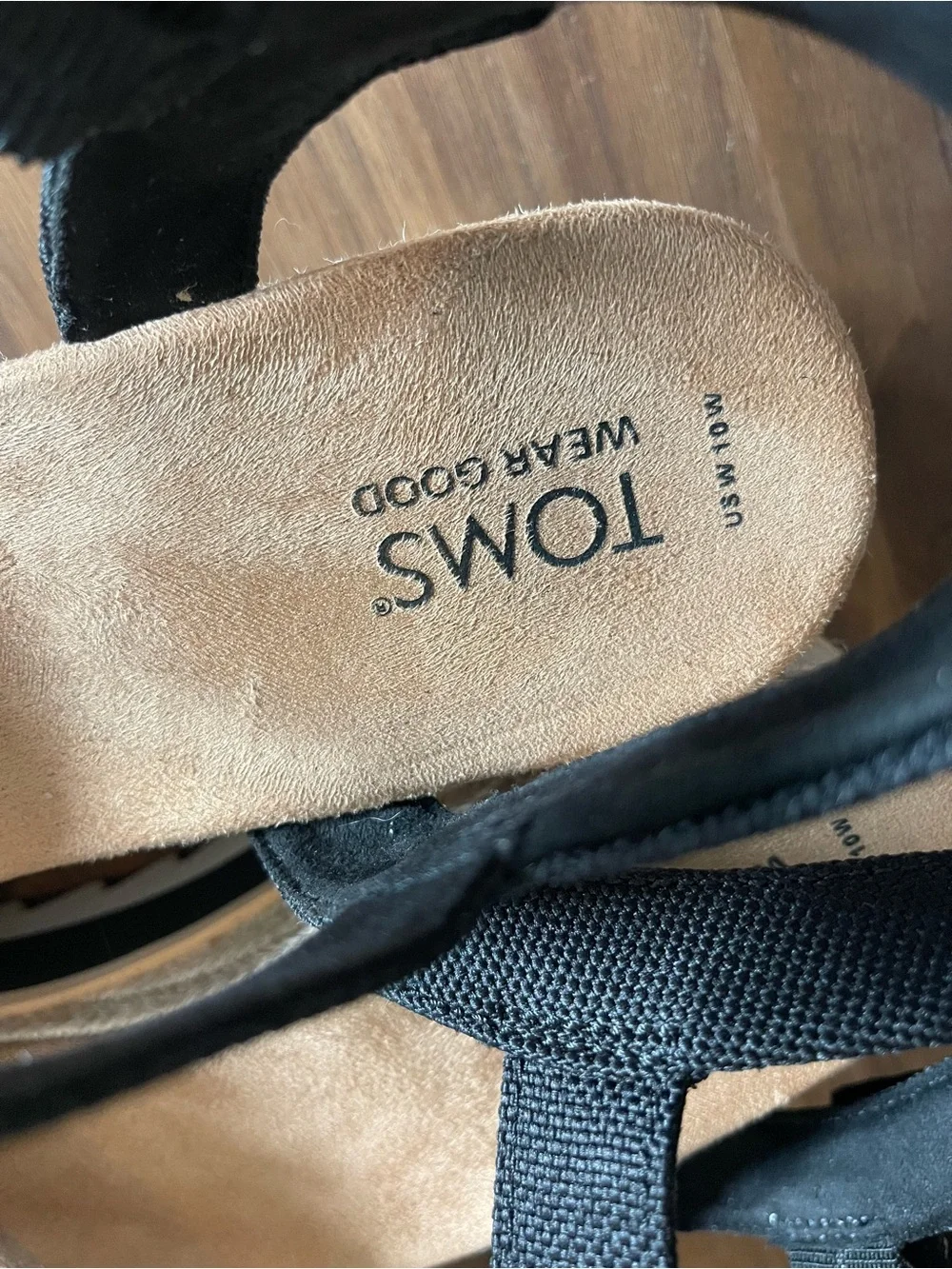 Toms Black Platform Sandals with Buckle Strap